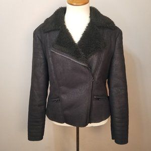 Bongo Black Faux Suede and Fur Short Jacket